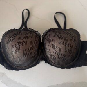Natori Black 38D Underwire Bra with Mesh and Lace Trim – Lightly Lined Support